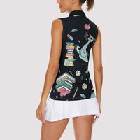 I Survived 100 Days of School Women Sleeveless Polo Shirt Funny Pigeon 100th Day Teacher