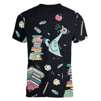 I Survived 100 Days of School Women V-Neck T-Shirt Funny Pigeon 100th Day Teacher