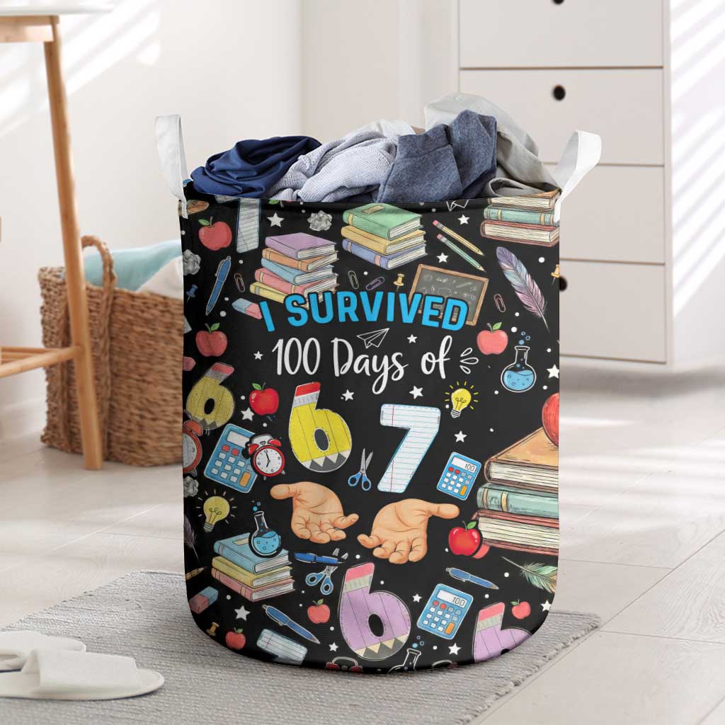 I Survived 100 Days of 67 Laundry Basket 100th Day of School Teachers Kids