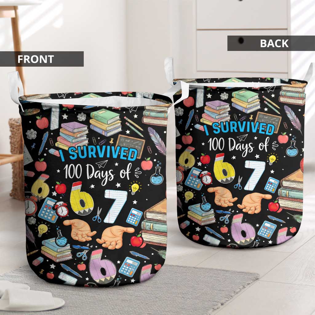 I Survived 100 Days of 67 Laundry Basket 100th Day of School Teachers Kids
