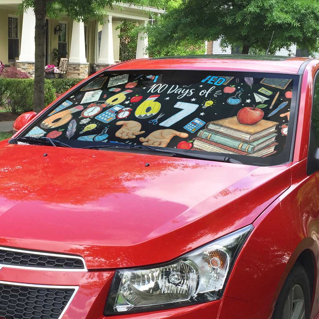 I Survived 100 Days of 67 Auto Sun Shade 100th Day of School Teachers Kids