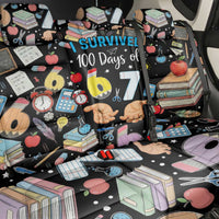 I Survived 100 Days of 67 Back Car Seat Cover 100th Day of School Teachers Kids