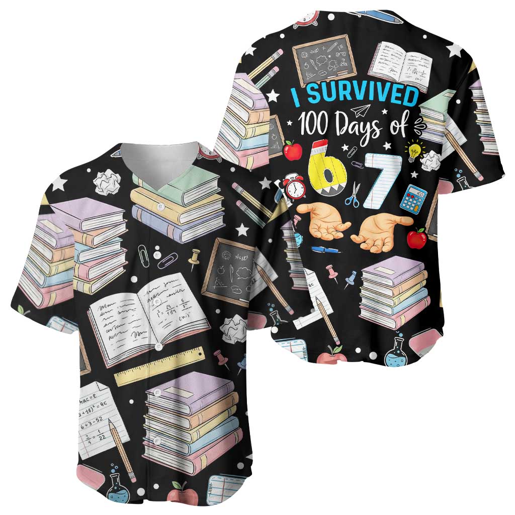 I Survived 100 Days of 67 Baseball Jersey 100th Day of School Teachers Kids
