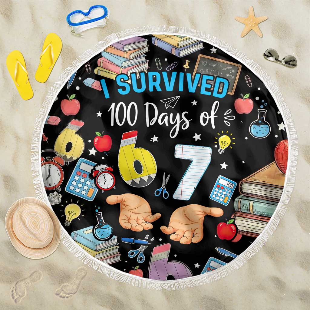 I Survived 100 Days of 67 Beach Blanket 100th Day of School Teachers Kids
