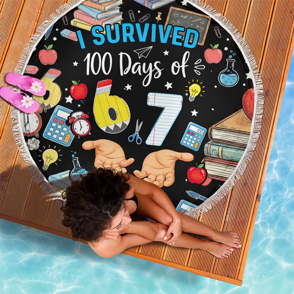 I Survived 100 Days of 67 Beach Blanket 100th Day of School Teachers Kids