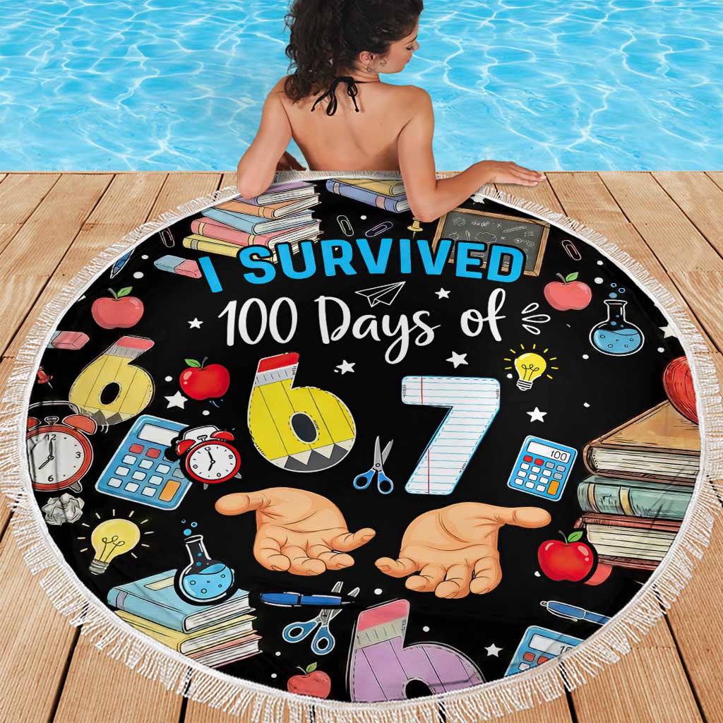 I Survived 100 Days of 67 Beach Blanket 100th Day of School Teachers Kids