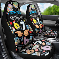 I Survived 100 Days of 67 Car Seat Cover 100th Day of School Teachers Kids