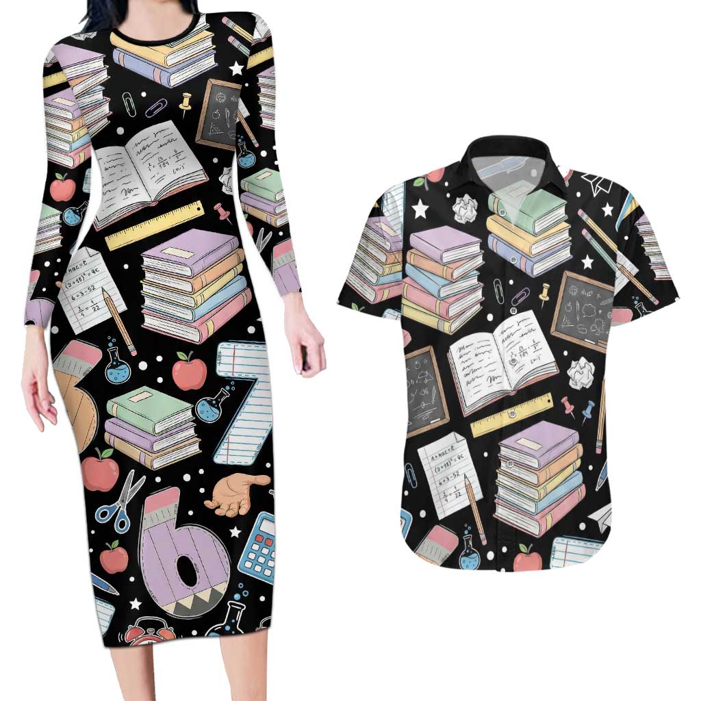 I Survived 100 Days of 67 Couples Matching Long Sleeve Bodycon Dress and Hawaiian Shirt 100th Day of School Teachers Kids