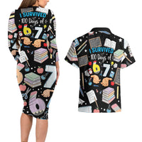 I Survived 100 Days of 67 Couples Matching Long Sleeve Bodycon Dress and Hawaiian Shirt 100th Day of School Teachers Kids
