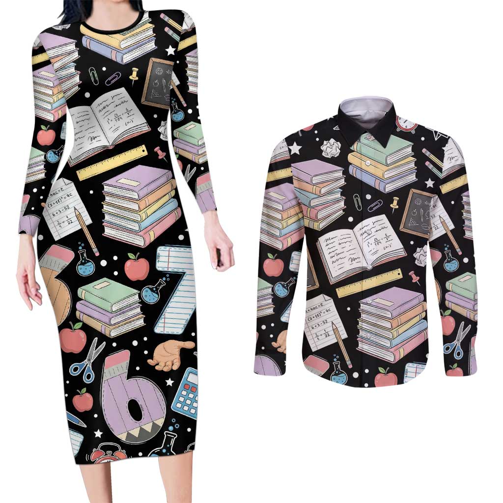 I Survived 100 Days of 67 Couples Matching Long Sleeve Bodycon Dress and Long Sleeve Button Shirt 100th Day of School Teachers Kids