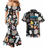 I Survived 100 Days of 67 Couples Matching Mermaid Dress and Hawaiian Shirt 100th Day of School Teachers Kids