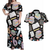 I Survived 100 Days of 67 Couples Matching Off Shoulder Maxi Dress and Hawaiian Shirt 100th Day of School Teachers Kids