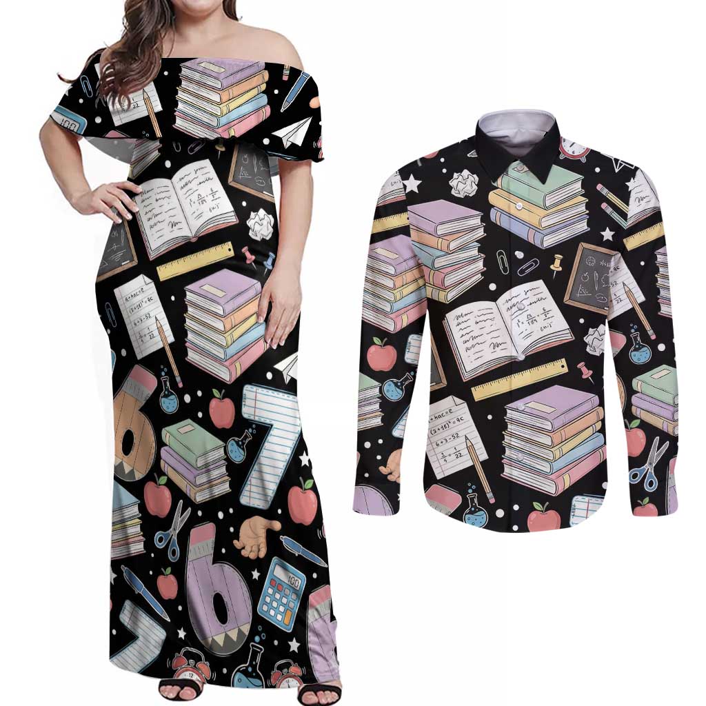 I Survived 100 Days of 67 Couples Matching Off Shoulder Maxi Dress and Long Sleeve Button Shirt 100th Day of School Teachers Kids