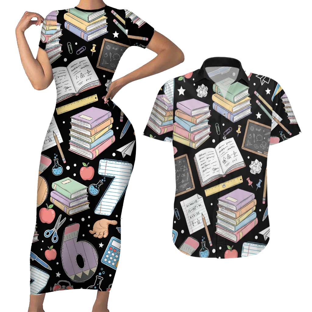 I Survived 100 Days of 67 Couples Matching Short Sleeve Bodycon Dress and Hawaiian Shirt 100th Day of School Teachers Kids