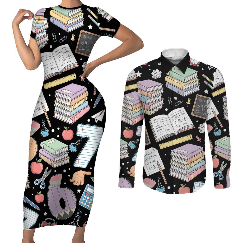 I Survived 100 Days of 67 Couples Matching Short Sleeve Bodycon Dress and Long Sleeve Button Shirt 100th Day of School Teachers Kids