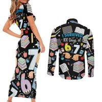 I Survived 100 Days of 67 Couples Matching Short Sleeve Bodycon Dress and Long Sleeve Button Shirt 100th Day of School Teachers Kids