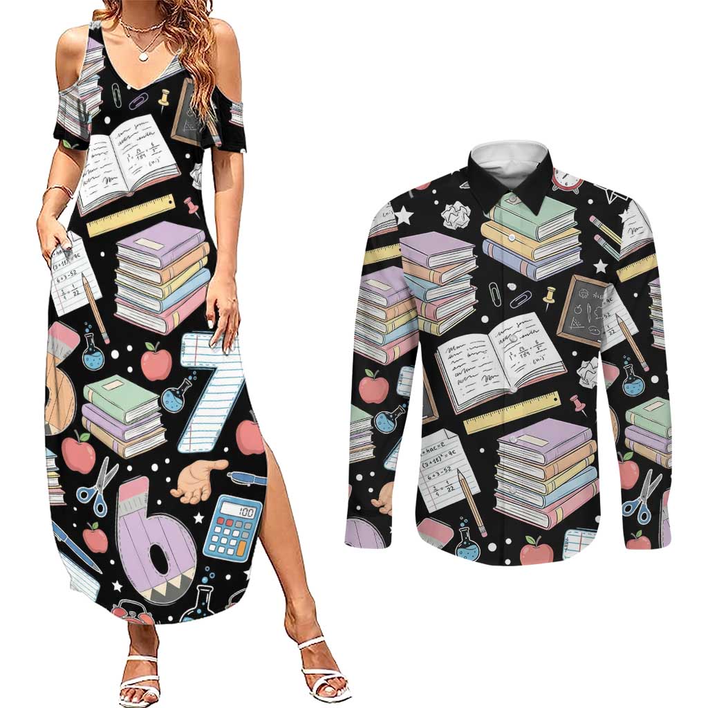 I Survived 100 Days of 67 Couples Matching Summer Maxi Dress and Long Sleeve Button Shirt 100th Day of School Teachers Kids