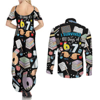 I Survived 100 Days of 67 Couples Matching Summer Maxi Dress and Long Sleeve Button Shirt 100th Day of School Teachers Kids