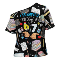 I Survived 100 Days of 67 Cross Shoulder Shirt 100th Day of School Teachers Kids
