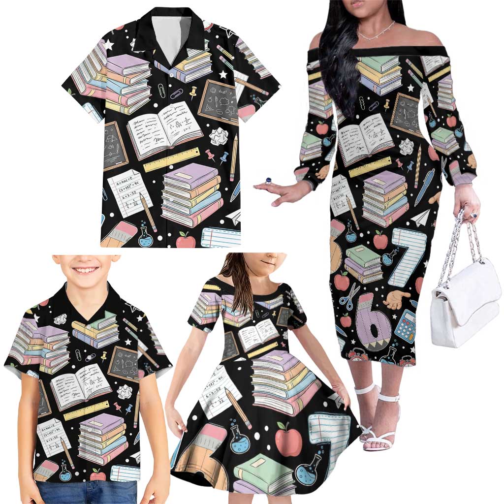 I Survived 100 Days of 67 Family Matching Off The Shoulder Long Sleeve Dress and Hawaiian Shirt 100th Day of School Teachers Kids