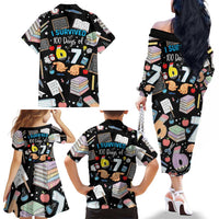 I Survived 100 Days of 67 Family Matching Off The Shoulder Long Sleeve Dress and Hawaiian Shirt 100th Day of School Teachers Kids