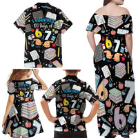 I Survived 100 Days of 67 Family Matching Off Shoulder Maxi Dress and Hawaiian Shirt 100th Day of School Teachers Kids