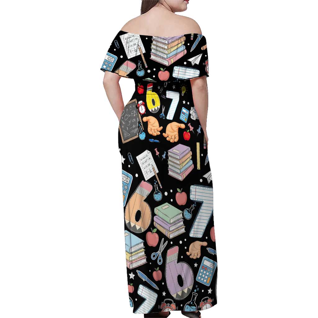 I Survived 100 Days of 67 Family Matching Off Shoulder Maxi Dress and Hawaiian Shirt 100th Day of School Teachers Kids