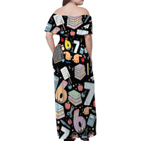 I Survived 100 Days of 67 Family Matching Off Shoulder Maxi Dress and Hawaiian Shirt 100th Day of School Teachers Kids