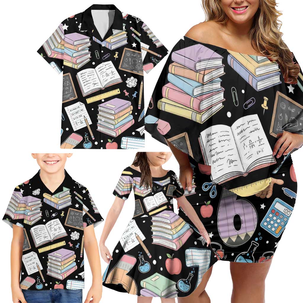 I Survived 100 Days of 67 Family Matching Off Shoulder Short Dress and Hawaiian Shirt 100th Day of School Teachers Kids