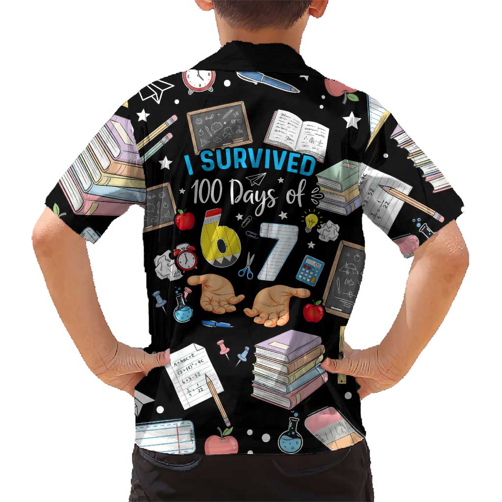 I Survived 100 Days of 67 Family Matching Puletasi and Hawaiian Shirt 100th Day of School Teachers Kids