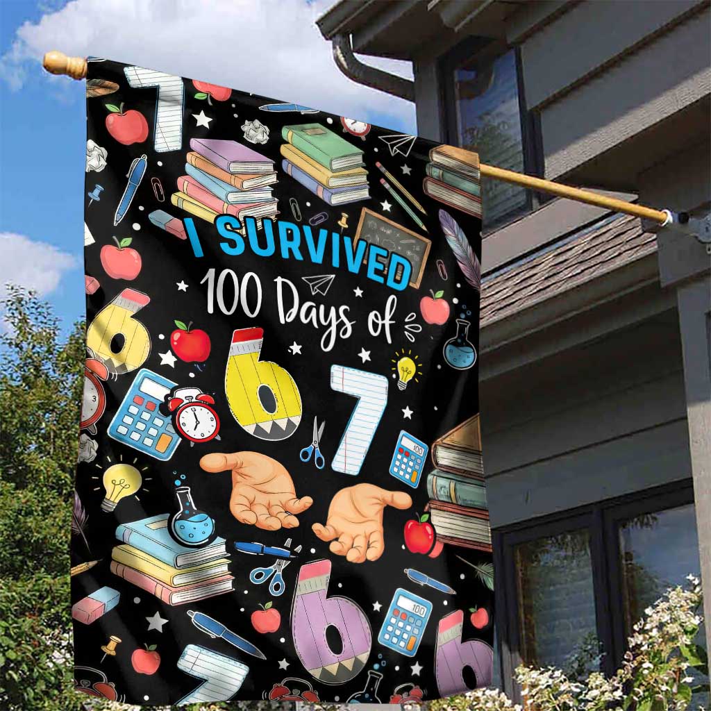 I Survived 100 Days of 67 Garden Flag 100th Day of School Teachers Kids