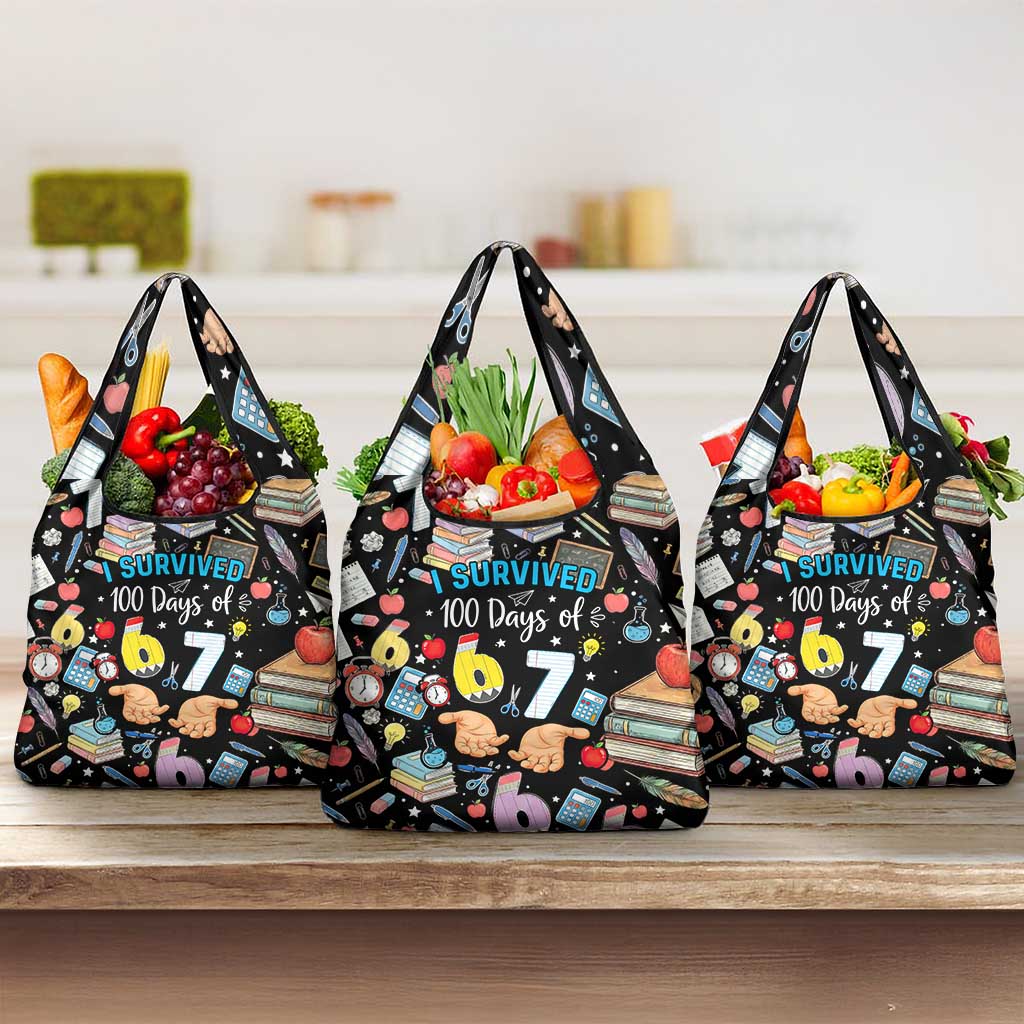 I Survived 100 Days of 67 Grocery Bag 100th Day of School Teachers Kids