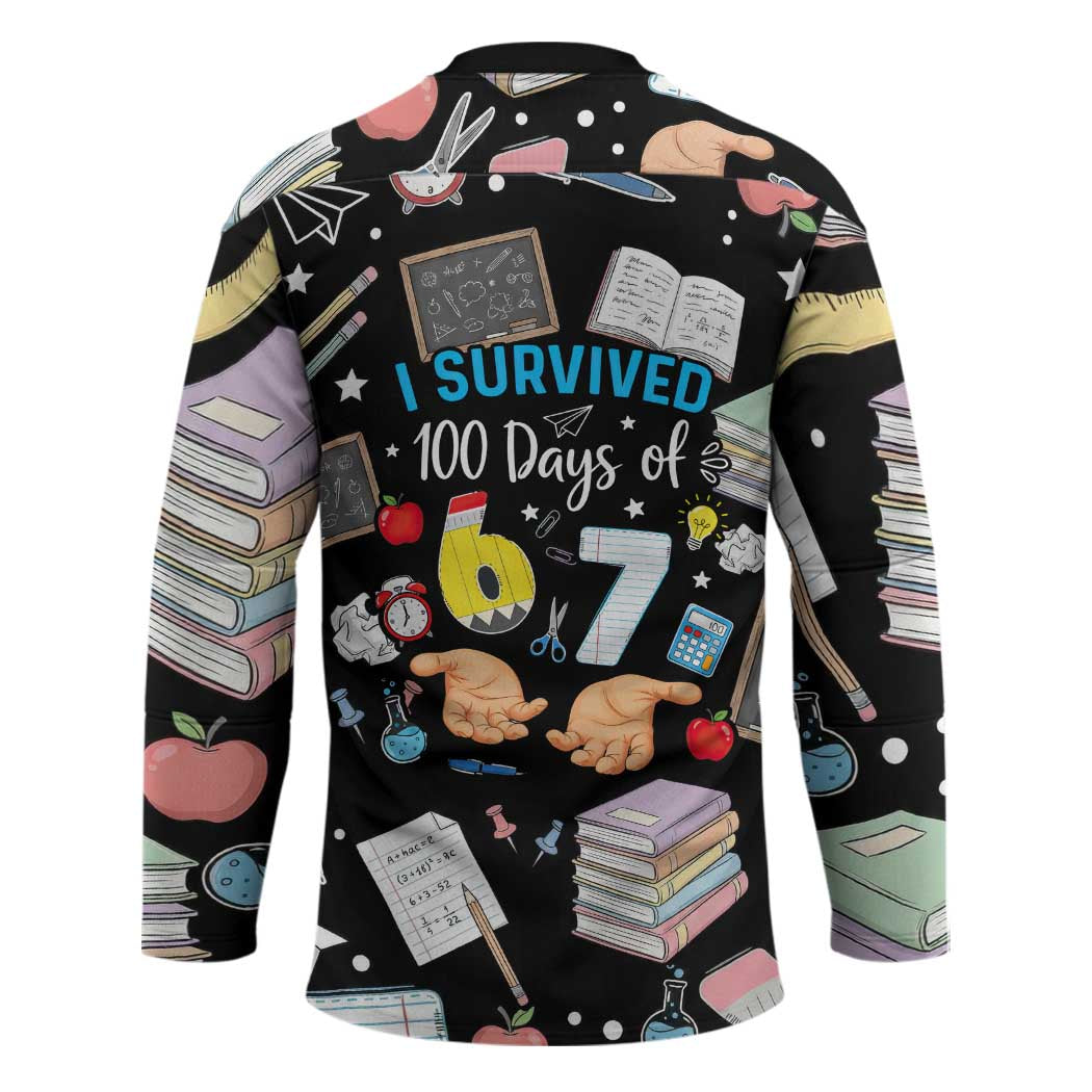I Survived 100 Days of 67 Hockey Jersey 100th Day of School Teachers Kids