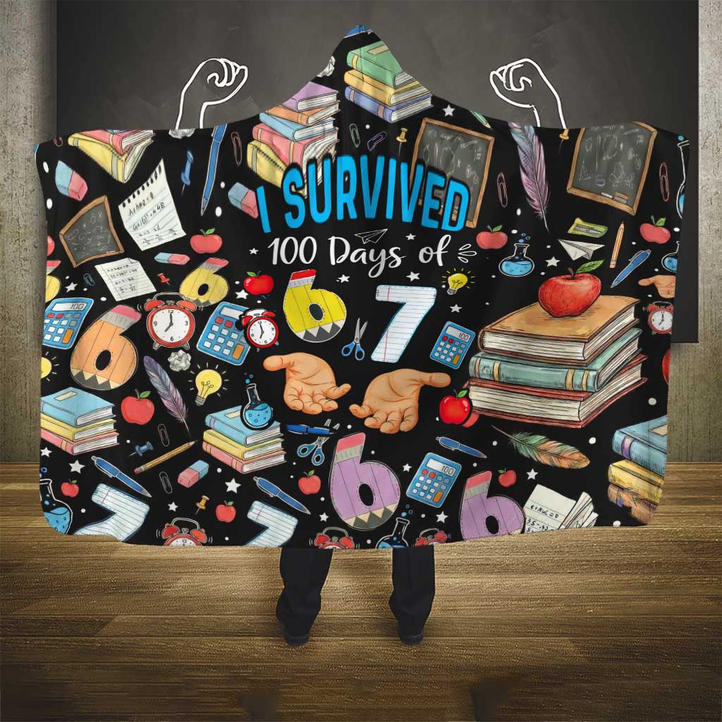 I Survived 100 Days of 67 Hooded Blanket 100th Day of School Teachers Kids