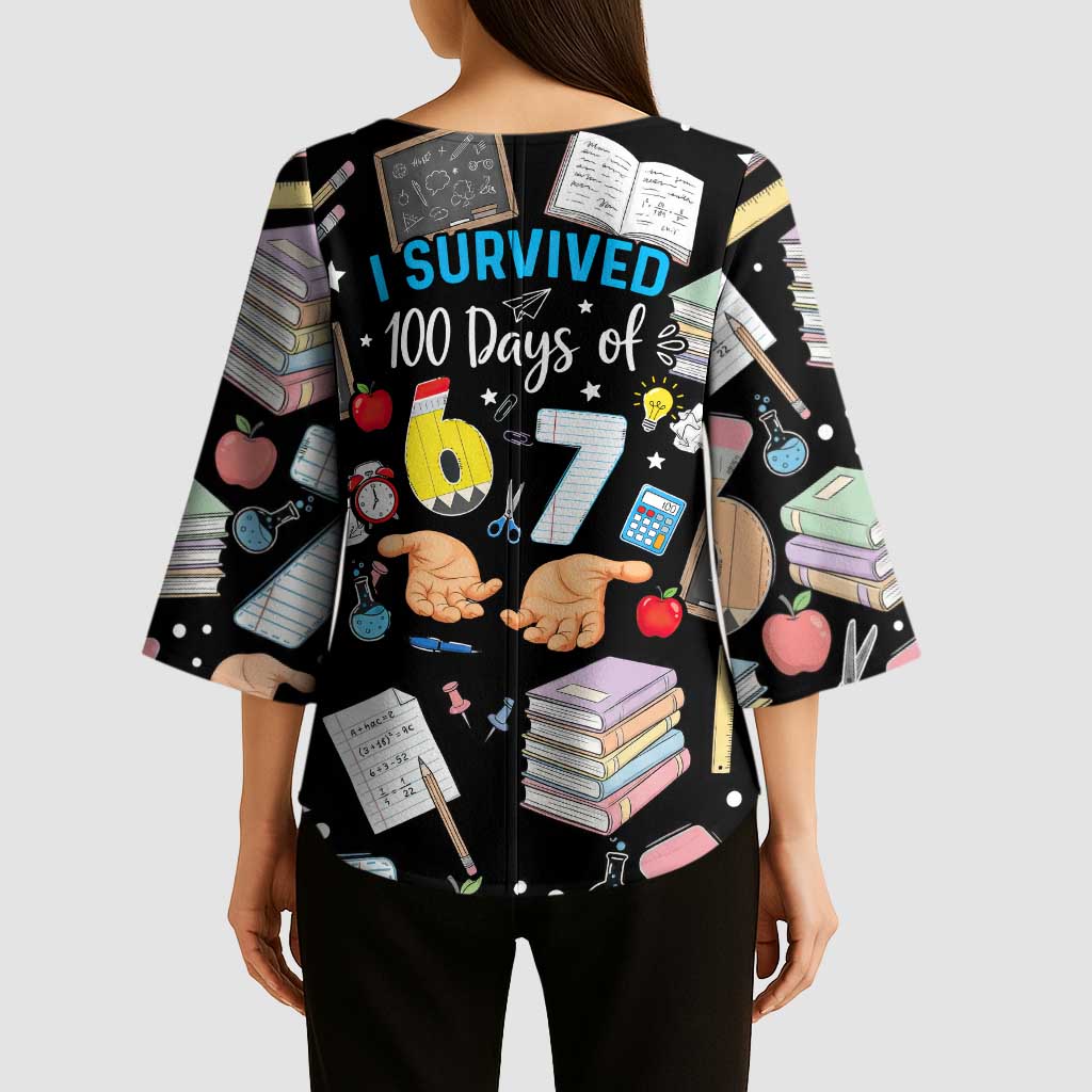 I Survived 100 Days of 67 Kimono Sleeve Blouse 100th Day of School Teachers Kids