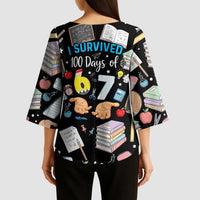 I Survived 100 Days of 67 Kimono Sleeve Blouse 100th Day of School Teachers Kids