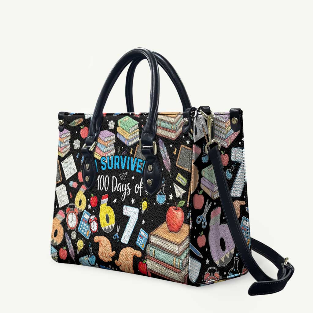 I Survived 100 Days of 67 Leather Bag 100th Day of School Teachers Kids