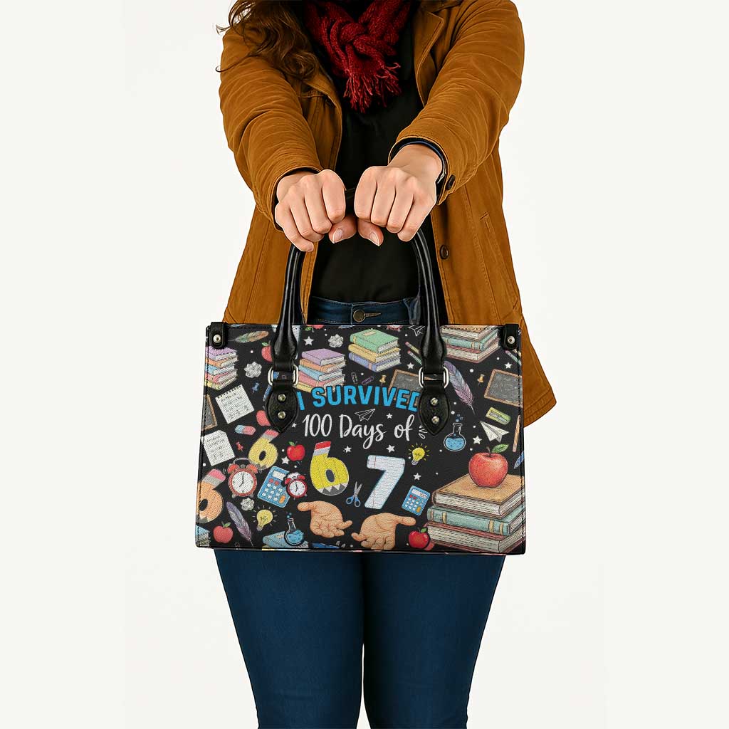 I Survived 100 Days of 67 Leather Bag 100th Day of School Teachers Kids