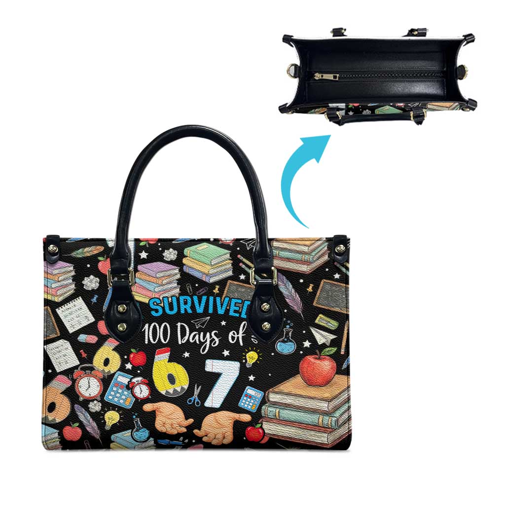 I Survived 100 Days of 67 Leather Bag 100th Day of School Teachers Kids