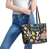 I Survived 100 Days of 67 Leather Tote Bag 100th Day of School Teachers Kids
