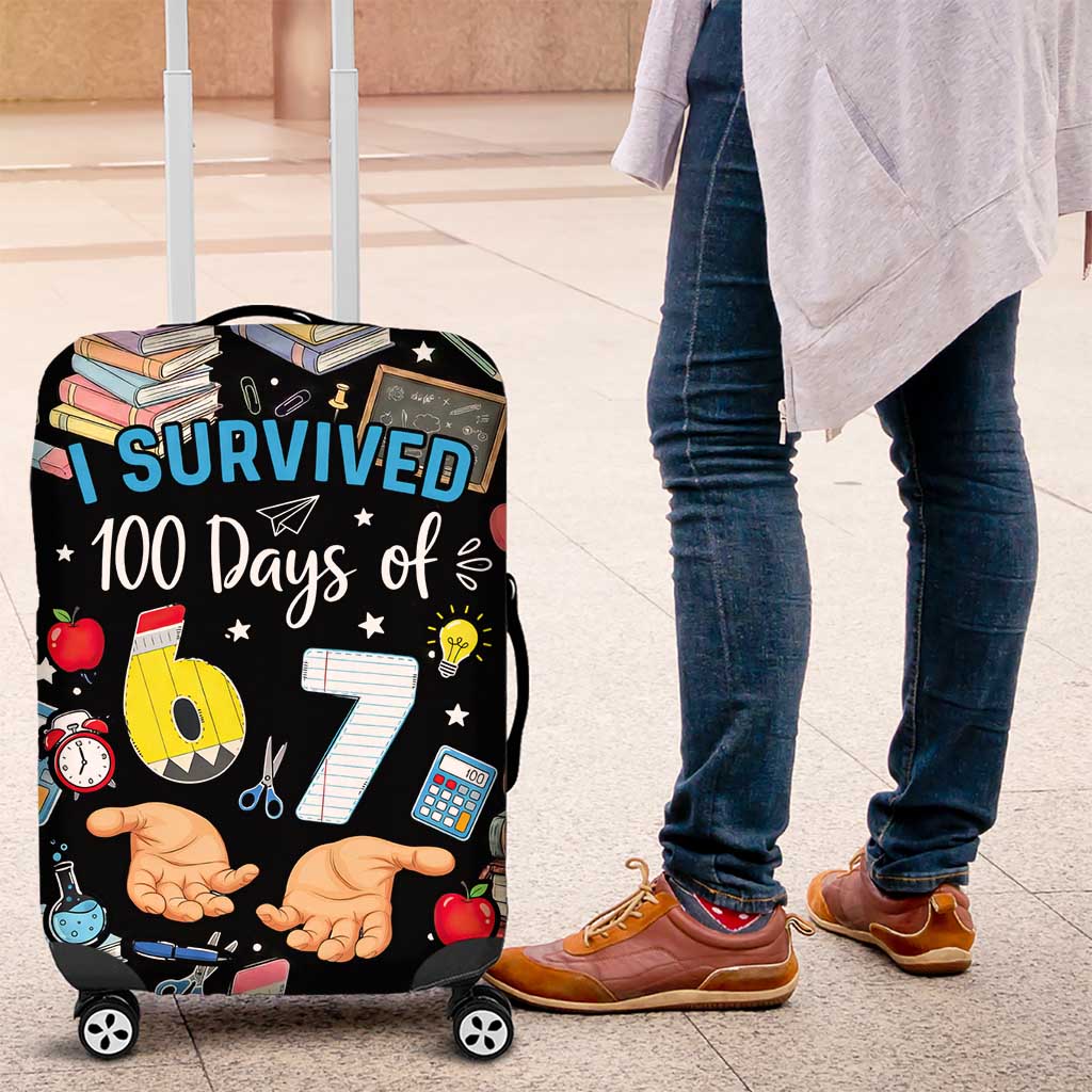 I Survived 100 Days of 67 Luggage Cover 100th Day of School Teachers Kids