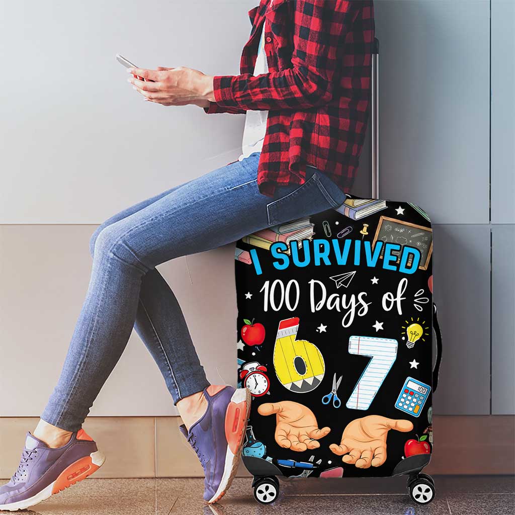 I Survived 100 Days of 67 Luggage Cover 100th Day of School Teachers Kids
