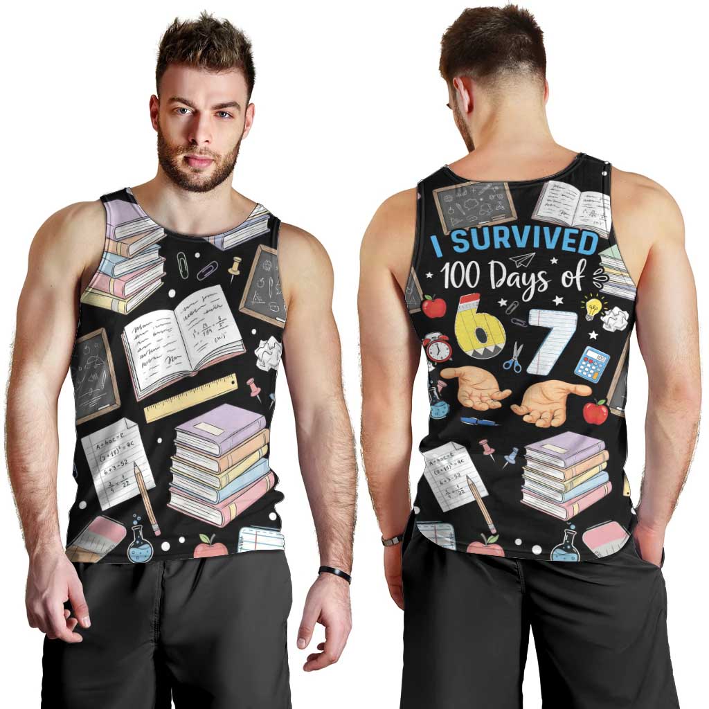 I Survived 100 Days of 67 Men Tank Top 100th Day of School Teachers Kids
