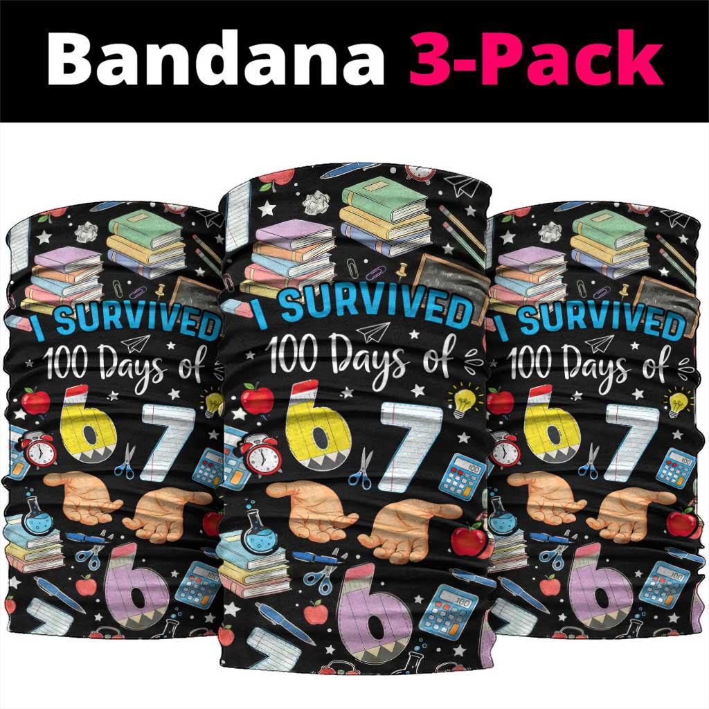 I Survived 100 Days of 67 Neck Gaiter 100th Day of School Teachers Kids