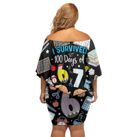 I Survived 100 Days of 67 Off Shoulder Short Dress 100th Day of School Teachers Kids