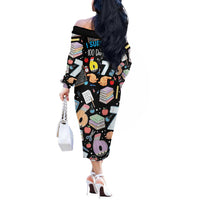 I Survived 100 Days of 67 Off The Shoulder Long Sleeve Dress 100th Day of School Teachers Kids