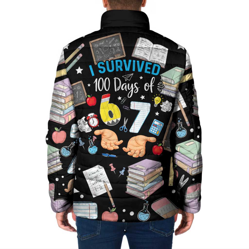 I Survived 100 Days of 67 Padded Jacket 100th Day of School Teachers Kids