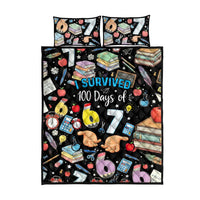 I Survived 100 Days of 67 Quilt Bed Set 100th Day of School Teachers Kids