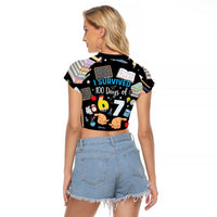 I Survived 100 Days of 67 Raglan Cropped T Shirt 100th Day of School Teachers Kids