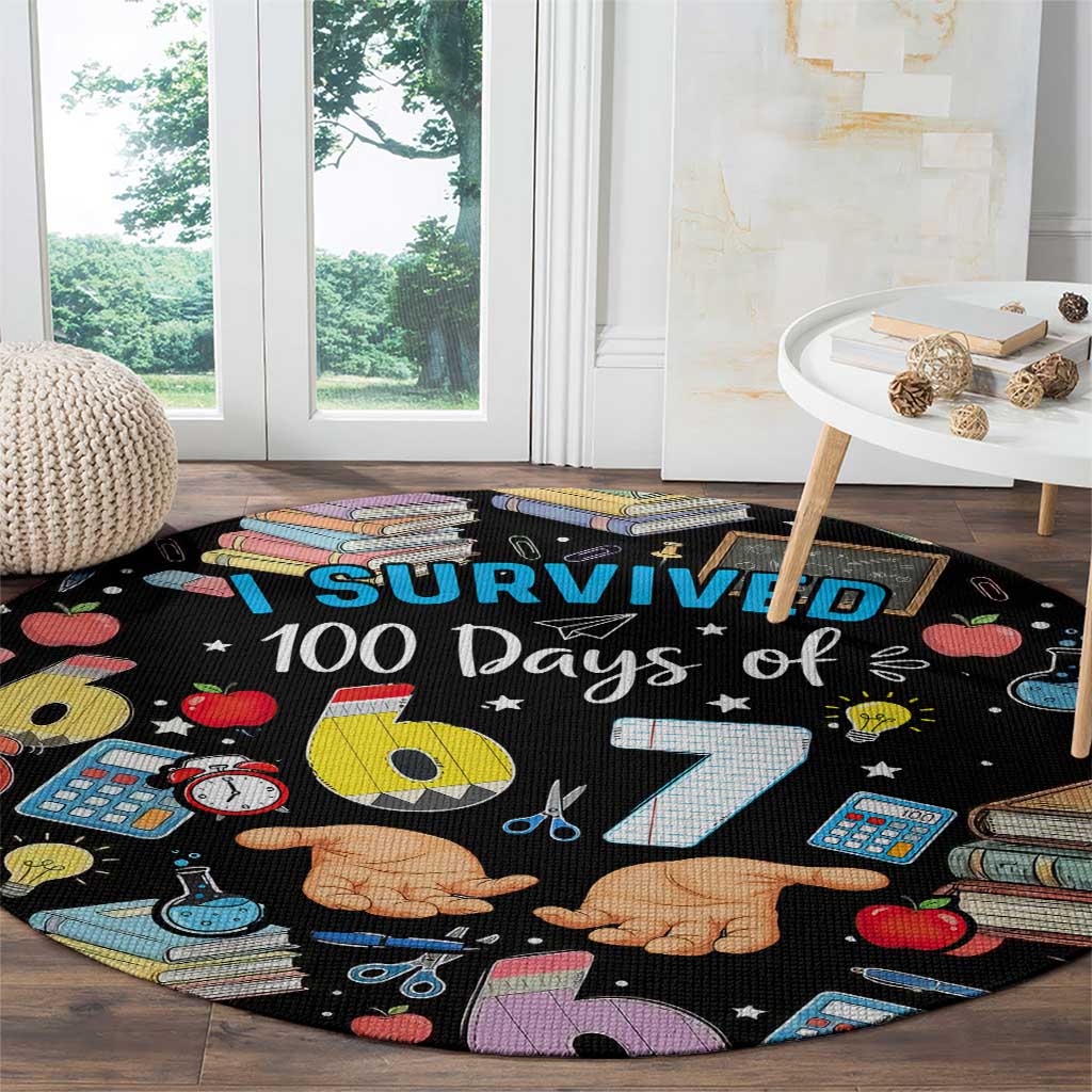 I Survived 100 Days of 67 Round Carpet 100th Day of School Teachers Kids